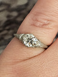 0.91CT. Diamond Filigree Engagement Ring in Platinum, Size 6