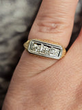 0.33 CTW 3 Stone Diamond Filigree Ring in 14k Yellow and White Gold, Size 6.25