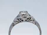 0.41CT. Round Cut Diamond Solitaire Filigree Engagement Ring in 18k White Gold, Size 9.75