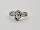 0.66 CTW Marquise Cut Diamond Engagement Bridal Set in 14k White Gold, Size 7