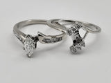 0.66 CTW Marquise Cut Diamond Engagement Bridal Set in 14k White Gold, Size 7