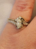 0.66 CTW Marquise Cut Diamond Engagement Bridal Set in 14k White Gold, Size 7