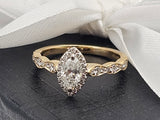 0.81 CTW Marquise Cut Diamond Halo Engagement Ring in 14k Yellow Gold, Size 6.5