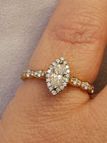 0.81 CTW Marquise Cut Diamond Halo Engagement Ring in 14k Yellow Gold, Size 6.5