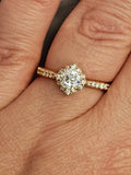0.97 CTW Diamond Halo Engagement Ring in 14k Rose Gold, Size 9