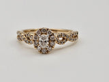 0.57CT. Oval Cut Diamond Halo Engagement Ring in 14k Yellow Gold, Size 7