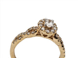 0.57CT. Oval Cut Diamond Halo Engagement Ring in 14k Yellow Gold, Size 7