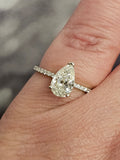 1.28 CTW Pear Cut Diamond Engagement Ring in 14k White Gold, Size 7