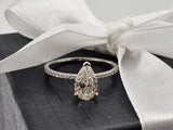 1.28 CTW Pear Cut Diamond Engagement Ring in 14k White Gold, Size 7