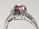 0.57CT. Ruby and Diamond Ring in 14k White Gold, Size 9.25