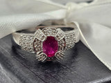 0.57CT. Ruby and Diamond Ring in 14k White Gold, Size 9.25