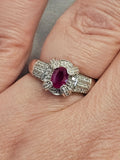 0.57CT. Ruby and Diamond Ring in 14k White Gold, Size 9.25