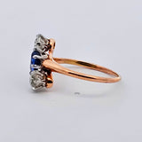 1.24CT. Sapphire Diamond Ring in 14k Yellow Gold and Platinum, Size 7.75