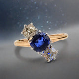 1.24CT. Sapphire Diamond Ring in 14k Yellow Gold and Platinum, Size 7.75