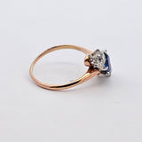 1.24CT. Sapphire Diamond Ring in 14k Yellow Gold and Platinum, Size 7.75