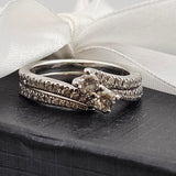 0.70 CTW Diamond Engagement Ring Bridal Set in 14k White Gold, Size 5.75