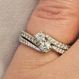 0.70 CTW Diamond Engagement Ring Bridal Set in 14k White Gold, Size 5.75