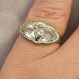 1.23 CTW Aquamarine and Diamond Filigree Ring in 14k White Gold, Size 6.75
