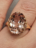 10.23CT. Morganite and Diamond Ring in 14k Rose Gold, Size 9