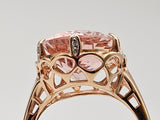 10.23CT. Morganite and Diamond Ring in 14k Rose Gold, Size 9