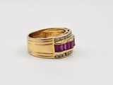 2CT. Ruby and Diamond Ring in 18k Yellow Gold, Size 7