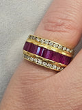 2CT. Ruby and Diamond Ring in 18k Yellow Gold, Size 7