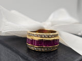 2CT. Ruby and Diamond Ring in 18k Yellow Gold, Size 7