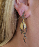 Sterling Silver Gold Vermeil Cubic Zirconia And Agate Statement Earrings