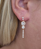 Sterling Silver Cubic Zirconia Double Halo Drop Earrings