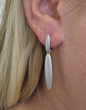 Sterling Silver Contemporary Matte Finished Elongated Drop Earrings
