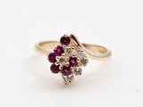 0.30 CTW Ruby and Diamond Cluster Ring in 14k Yellow Gold, Size 6.75