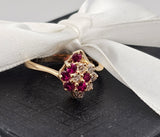 0.30 CTW Ruby and Diamond Cluster Ring in 14k Yellow Gold, Size 6.75