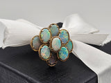 Mid Century Genuine Opal Cluster Statement Ring in 14k Yellow Gold