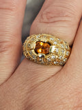 1.15CT. Spessartine Garnet Diamond Ring in 14kt Yellow Gold, Size 9
