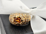 1.15CT. Spessartine Garnet Diamond Ring in 14kt Yellow Gold, Size 9