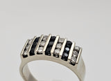 0.72 CTW Sapphire and Diamond Ring in 14KT White Gold, Size 8.5