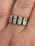 0.72 CTW Sapphire and Diamond Ring in 14KT White Gold, Size 8.5
