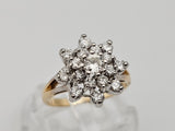 0.98 CTW Diamond Cluster Ring in 14kt Yellow and White Gold, Size 6