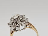 0.98 CTW Diamond Cluster Ring in 14kt Yellow and White Gold, Size 6