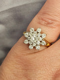 0.98 CTW Diamond Cluster Ring in 14kt Yellow and White Gold, Size 6
