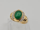 2.49CT. Jade and Diamond Ring in 18kt Yellow Gold, Size 8