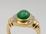 2.49CT. Jade and Diamond Ring in 18kt Yellow Gold, Size 8