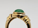 2.49CT. Jade and Diamond Ring in 18kt Yellow Gold, Size 8
