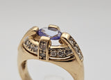 0.61CT. Tanzanite and Diamond Ring in 14kt Yellow Gold, Size 7.75