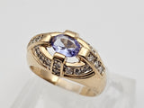 0.61CT. Tanzanite and Diamond Ring in 14kt Yellow Gold, Size 7.75