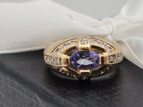 0.61CT. Tanzanite and Diamond Ring in 14kt Yellow Gold, Size 7.75