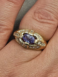 0.61CT. Tanzanite and Diamond Ring in 14kt Yellow Gold, Size 7.75