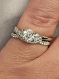 1.03 CTW Diamond Solitaire Engagement Ring Bridal Set in 14k White Gold, Size 6.5
