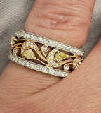 Fancy Yellow Diamond Band in 14kt White And Rose Gold, Size 6