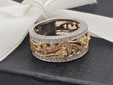 Fancy Yellow Diamond Band in 14kt White And Rose Gold, Size 6